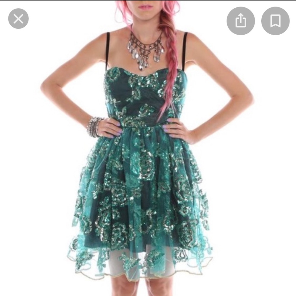 ♡BRAND NEW RARE Iron Fist™ ☆Save a Dance☆ Empire Waist Mermaid Sequin Dress. XS♡